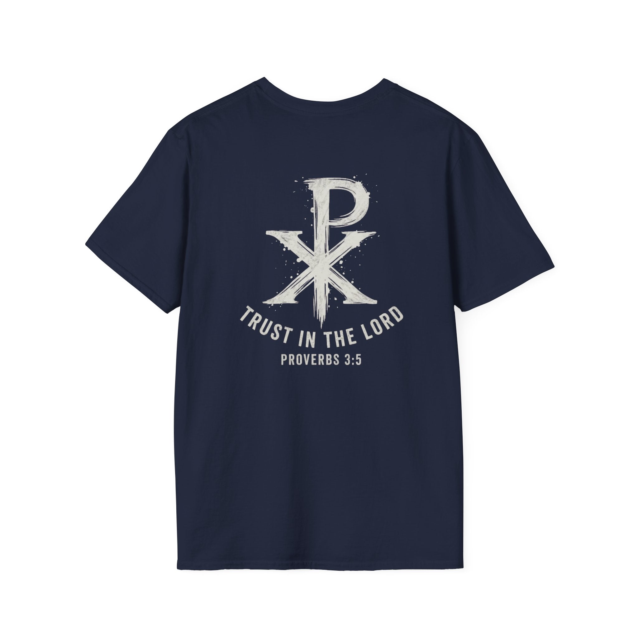 Christian T-Shirt - 'Trust in the Lord' Proverbs 3:5 Back Print