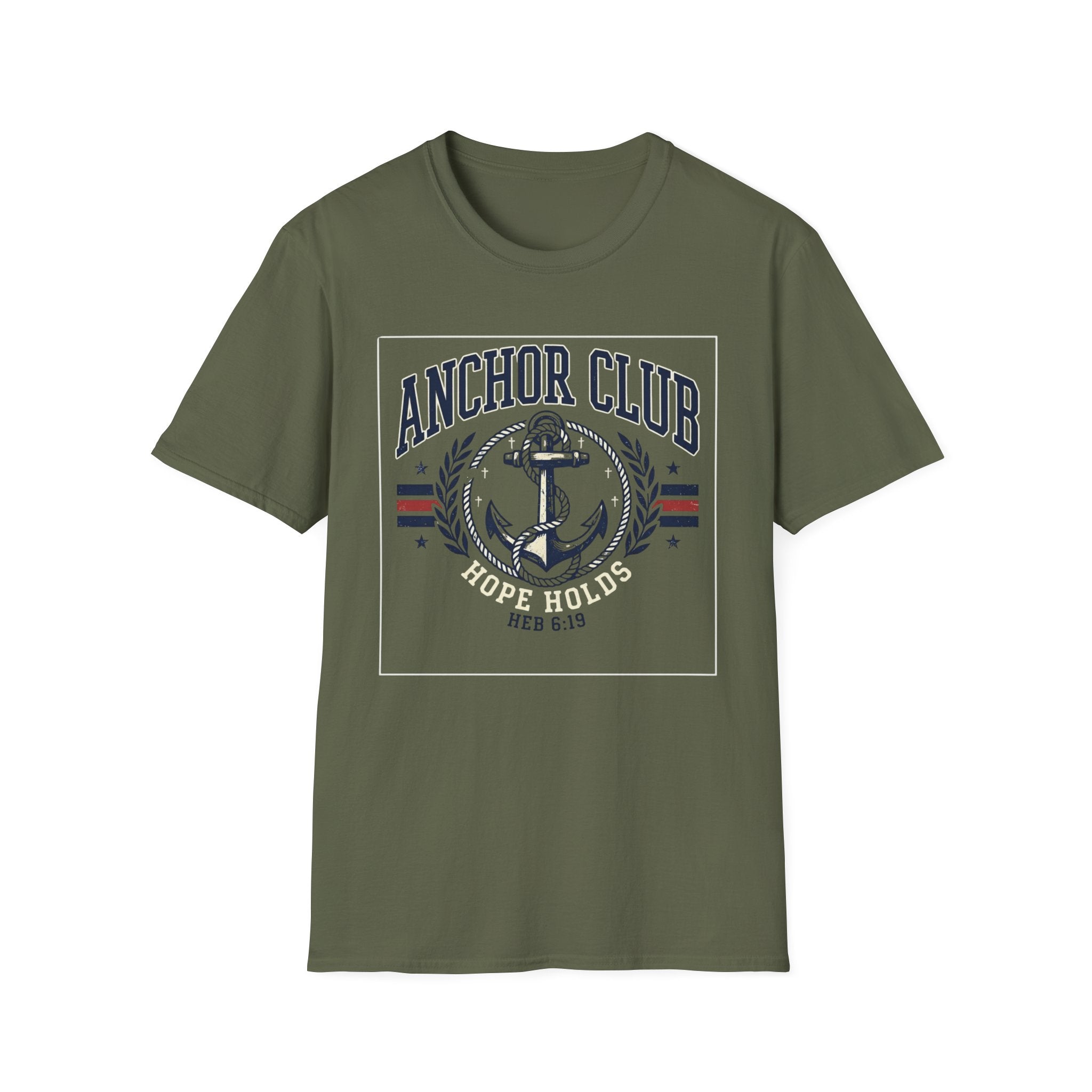 Anchor Club T-Shirt — 'Hope Holds' Nautical Anchor Graphic (Hebrews 6:19)