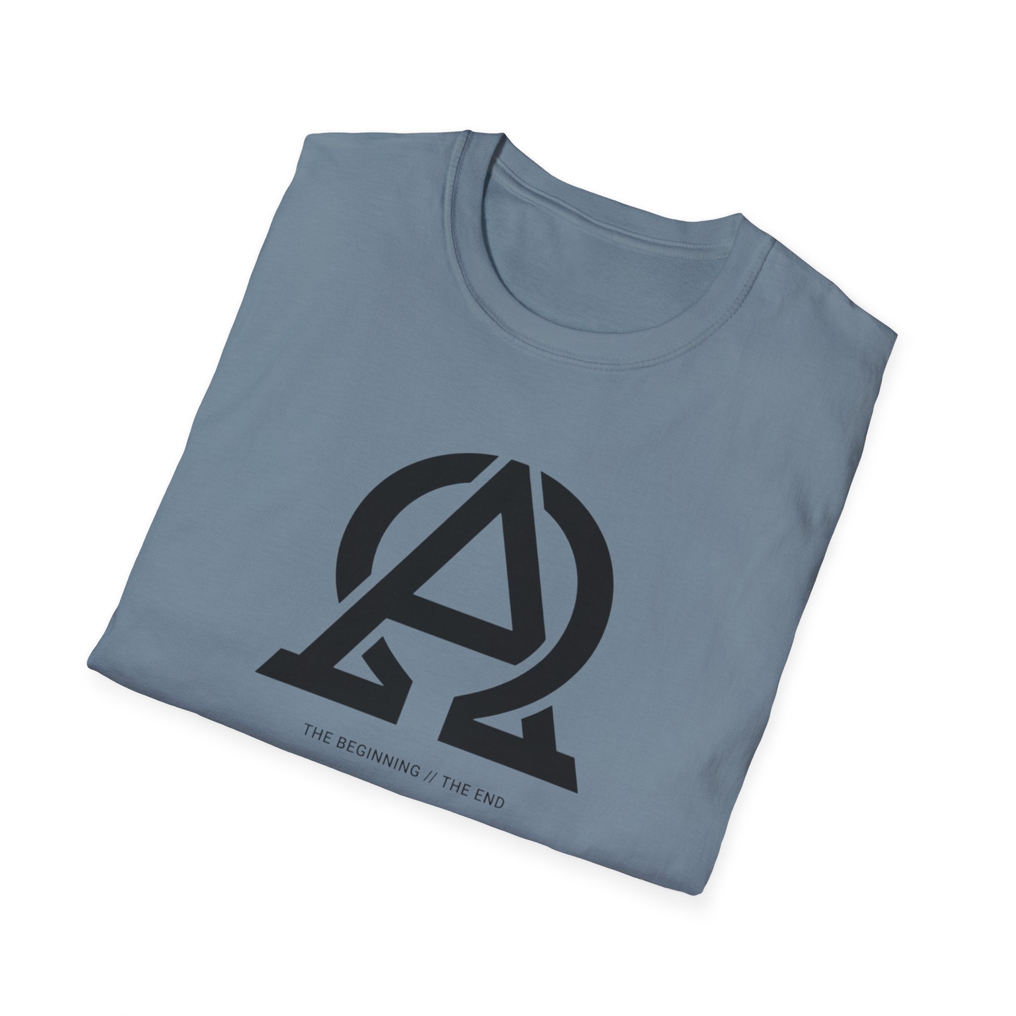 Logo T-Shirt — Minimal 'AΩ' Emblem Tee (The Beginning • The End)